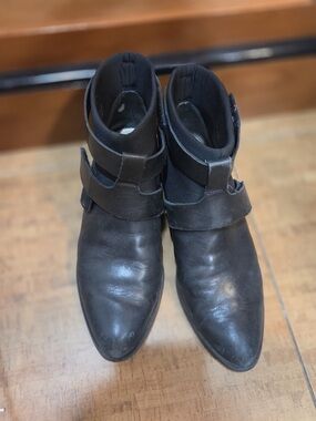 Clarks Black Leather Ankle Strap Boots